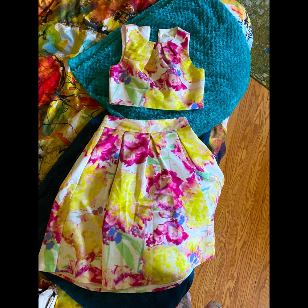 Eliza J multicolor/floral two piece set